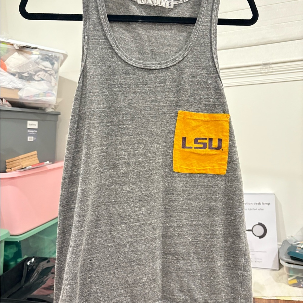Gray Muscle Tee with Yellow Pocket